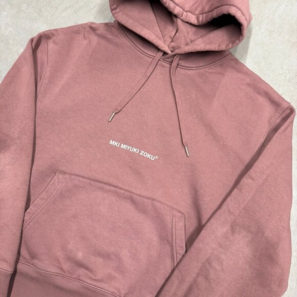 Mki Miyuki Zoku Hoodie Spellout Graphic Pullover Red Oversized XS - Picture 2 of 7